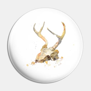 Deer Skull and Antlers Watercolor Pin