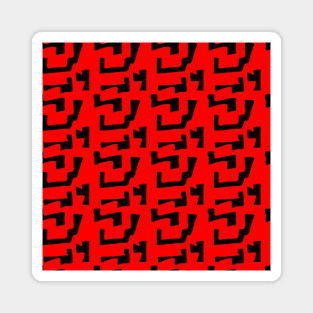 Bright red background with black abstraction Magnet