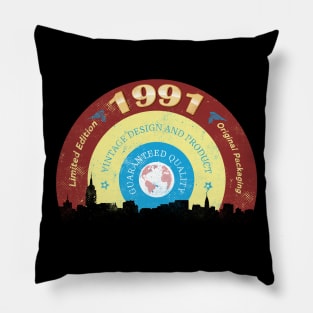 1991 Vintage - Birthday Present - Retro Birth Years - Gift For Her - Gift For Him Pillow