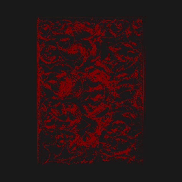 Deep Red On Black Decorative Abstract Ornament by SpieklyArt
