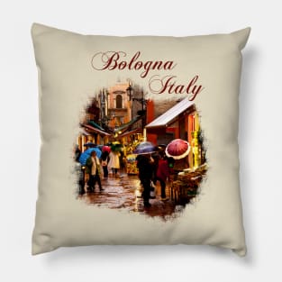 Bologna, Italy: Shopping in the Rain Pillow