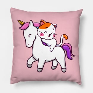 To The Disco! (Cat Riding Unicorn) Pillow