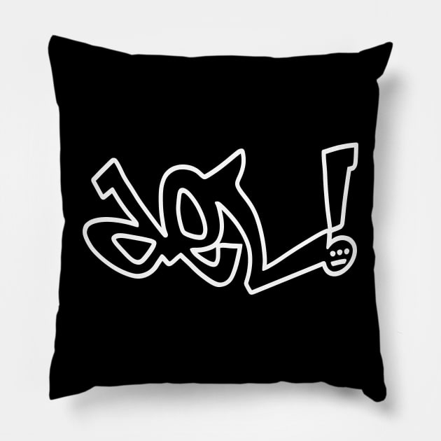 Del of Heiro (white ink) Pillow by fun stuff, dumb stuff