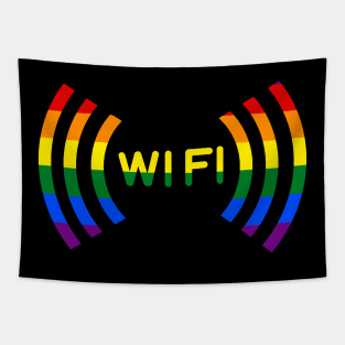 WiFi Sign Rainbow Tapestry
