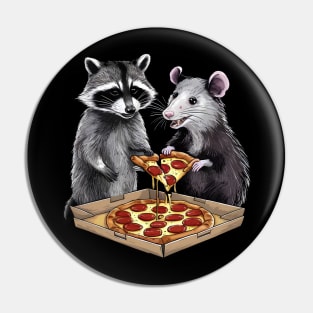 Possum and Raccoon eating pizza Pin