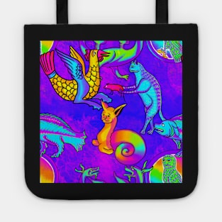 Weird Trippy 90's Medieval Frank Style Art Blue Tote