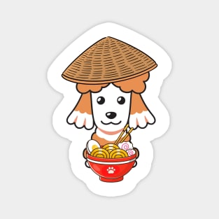 Funny Poodle Eating Noodles Magnet