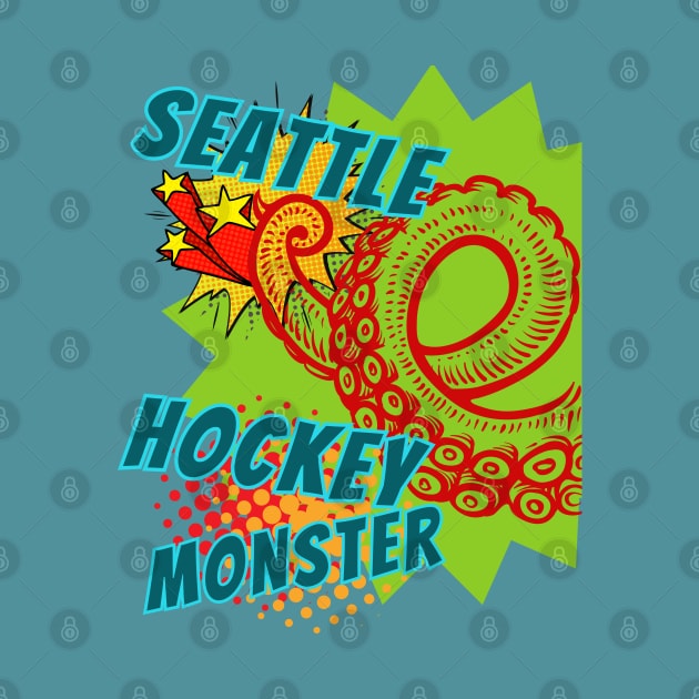 Seattle Hockey Monster! Get KRAK 'EN!  Retro Pop Art Hockey Style by SwagOMart