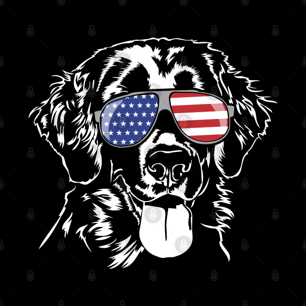 Patriotic Flat Coated Retriever American Flag sunglasses dog by wilsigns