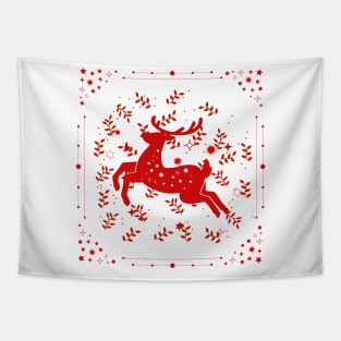 Red Christmas deer Tapestry