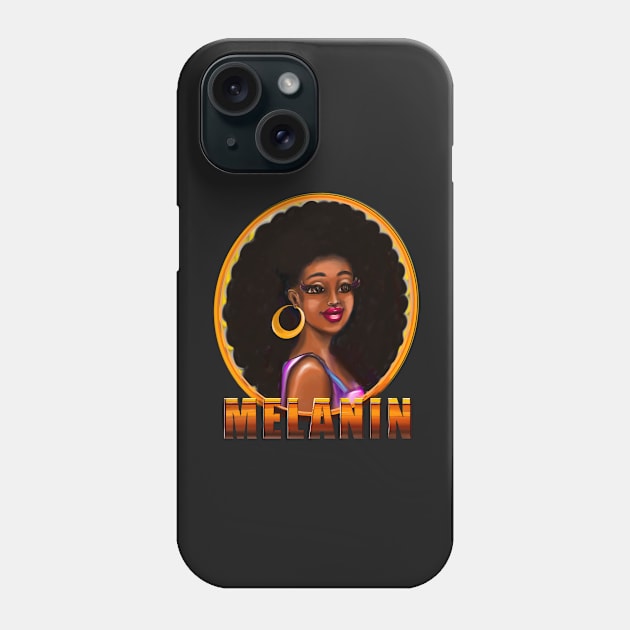 Melanin afro queen with afro hair Phone Case by Artonmytee