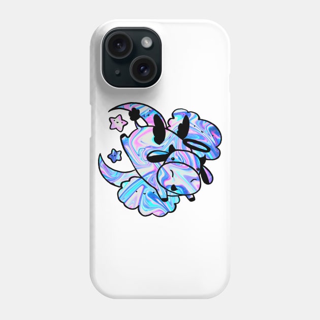 Rainbow Holographic Swirls - Angel Cow Phone Case by saradaboru