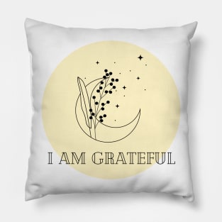 Affirmation Collection - I Am Grateful (Yellow) Pillow