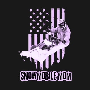 American flag Snowmbile Mom Purple text T-Shirt