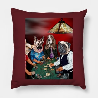 Four Dogs Playing Black Jack Pillow