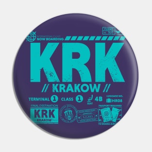 Vintage Krakow KRK Airport Code Travel Day Retro Travel Tag Poland Pin