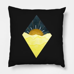 Diamond Yellow and Gold Sunset (dark background) Pillow