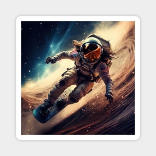 woman astronaut racing in extreme sport cosmic punk space Magnet