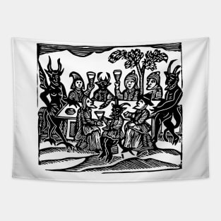 Witches' Sabbat (Black Ink Version) Tapestry