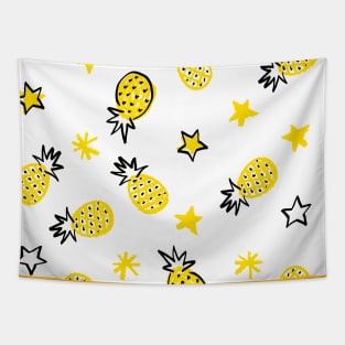 White Starry Pineapples Tapestry