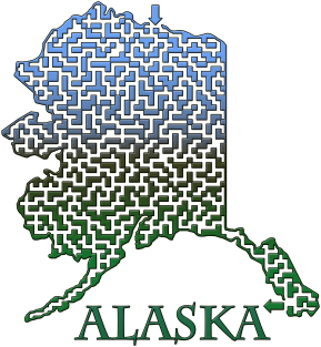 Alaska State Outline Mountain Themed Maze & Labyrinth Magnet