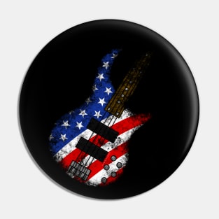 American Flag Bass Guitar Bassist 4th July Pin