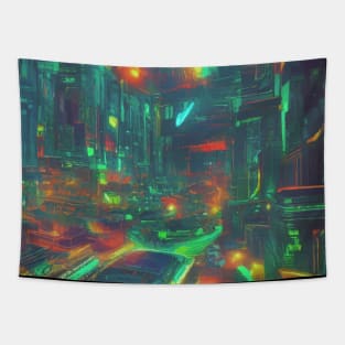 Cool Japanese Neon City Tapestry