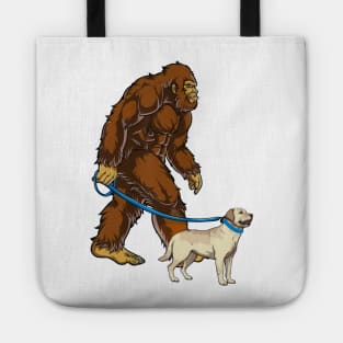 Funny Bigfoot Sasquatch Walking Labrador Tote