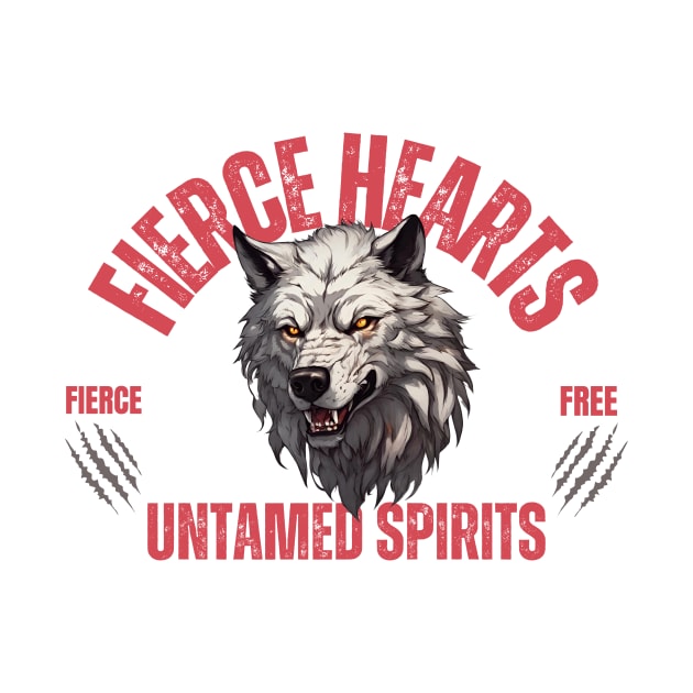 Fierce Hearts untamed spirits wolf quote by TeeCharm Creations