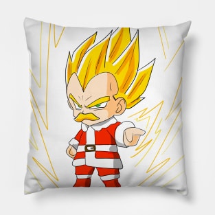 Santa Vegeta in super saiyan christmas in dragonball Pillow