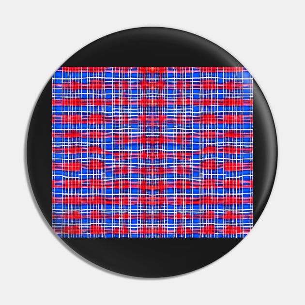 Red White and Blue Aesthetic Tartan Pattern - Patriotic Plaid Quilt 3 Pin by BubbleMench