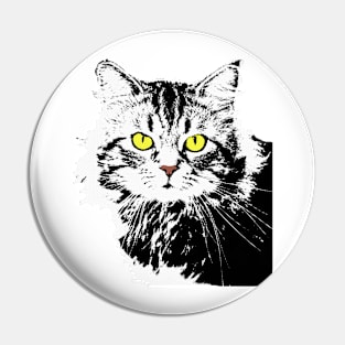 Cat white black Pin