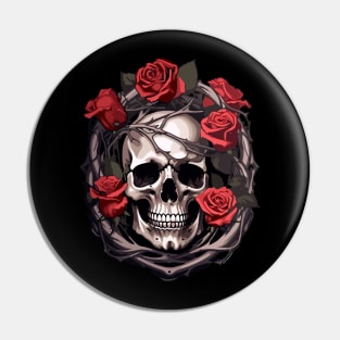 Skull And Roses Pin