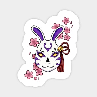 Blossoming Habits: A Cherry Blossom Japanese Mask Purple Magnet