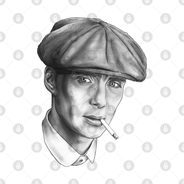 Peaky Blinders Tommy Shelby Black And White Sketch Peaky Blinders Tapestry Teepublic 