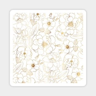 Elegant Gold Roses Floral Line art Magnet