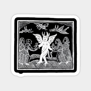 Demon woodcut. Magnet