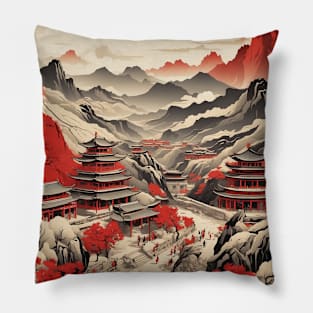 Shaanxi China Vintage Poster Tourism Pillow