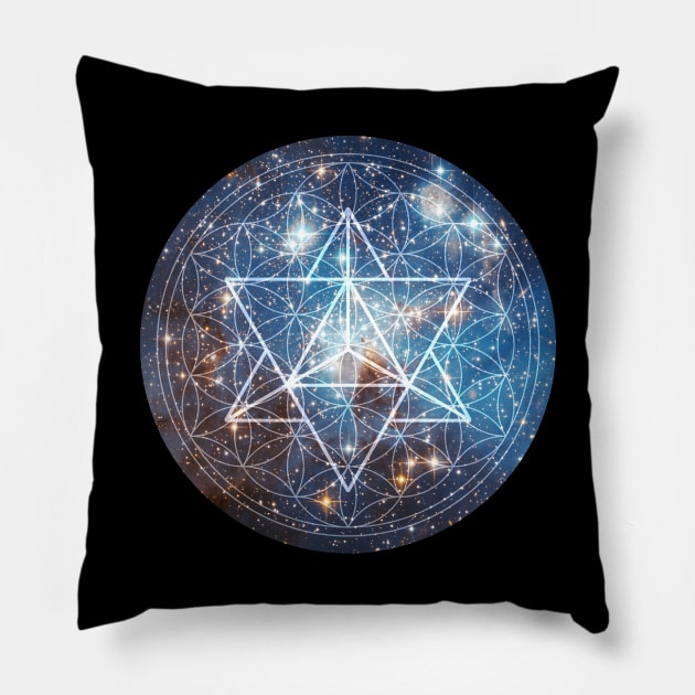 Merkaba in Flower of Life Pillow by Bluepress