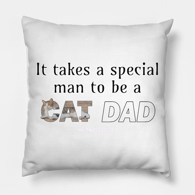 It takes a special man to be a cat dad - gray and white tabby cat oil painting word art Pillow by DawnDesignsWordArt