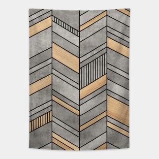 Abstract Chevron Pattern - Concrete and Wood Tapestry