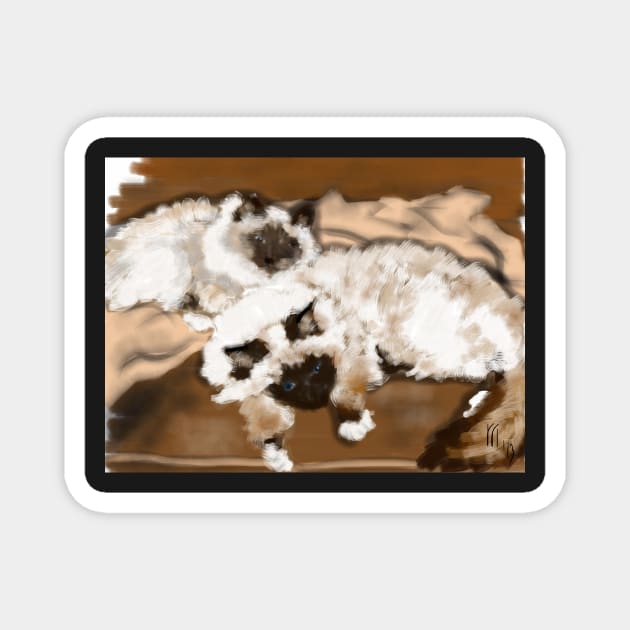 Furry Birman Cat Kittie Magnet by LITDigitalArt