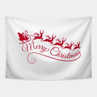 Merry Christmas card, Santa Claus with his sleigh Tapestry