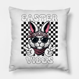 Easter Vibes OK Peace Sign Easter Bunny Vibes Pillow