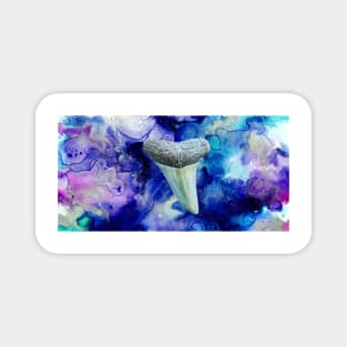Blue and Purple Dreams Shark Tooth Fossil Paint Swirl Print Magnet