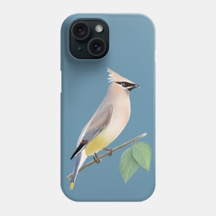 Cedar Waxwing Bird Digital Painting Phone Case
