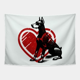 Doberman Heart Tapestry