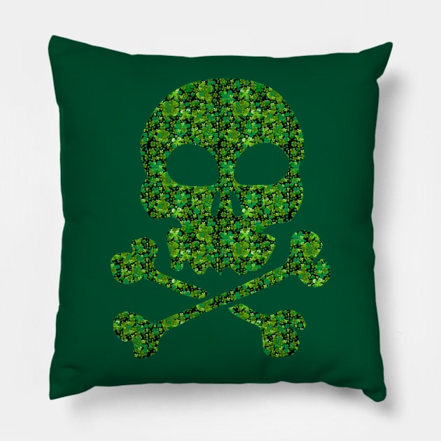 Shamrock Skull St Patricks Day Pillow by Scarebaby