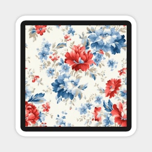 Red White and Blue Patriotic Shabby Floral Magnet