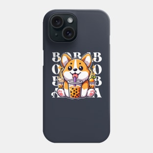 Cute Corgi Drinking Boba T-Shirt: Adorable Dog Tee for Boba Tea Lovers Phone Case